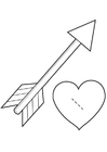 F�rgl�ggningsbilder kärlekshjärta - Cupidos pil