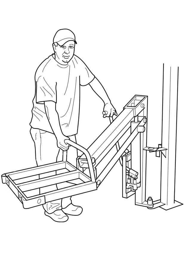 Målarbild hantera hydraulisk hiss