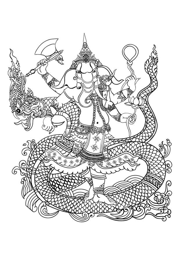 Målarbild hinduiska guden ganesh