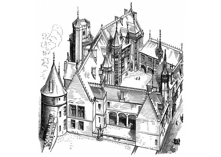 Målarbild hus i frankrike 1443