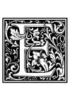Målarbild dekorativt alfabet - E