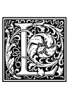 Målarbild Dekorativt alfabet - L